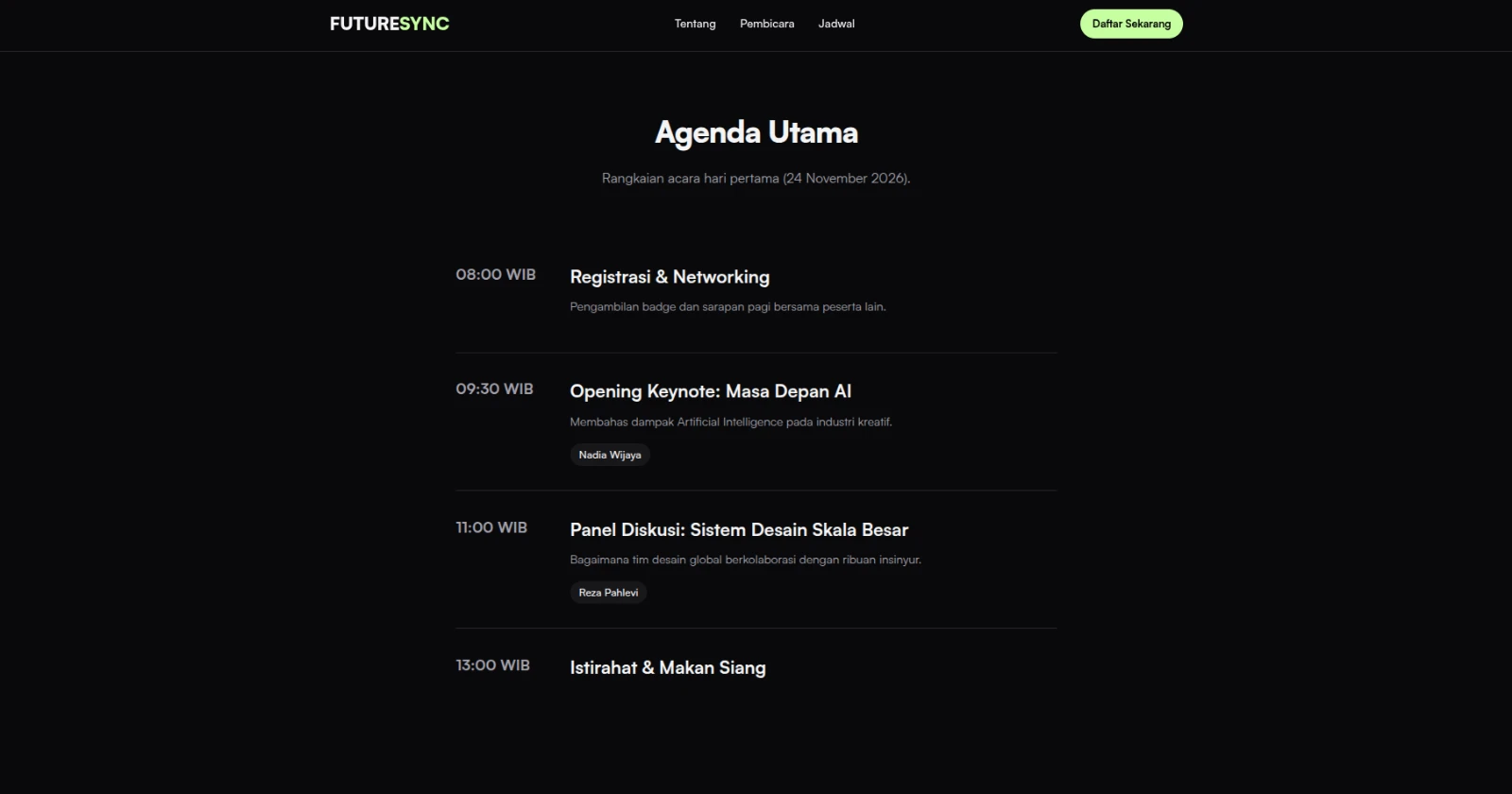 Professional Event Landing Page detail 2